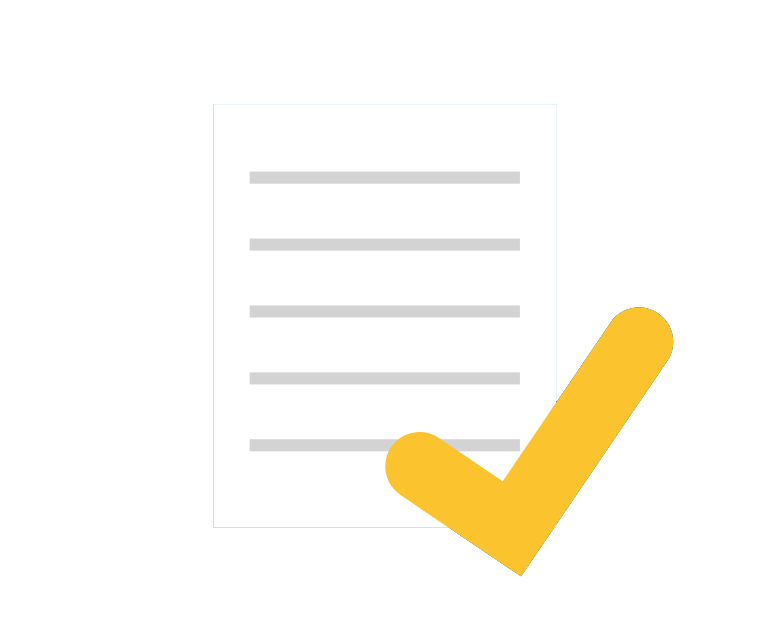 Icon of a paper with checkmark on top