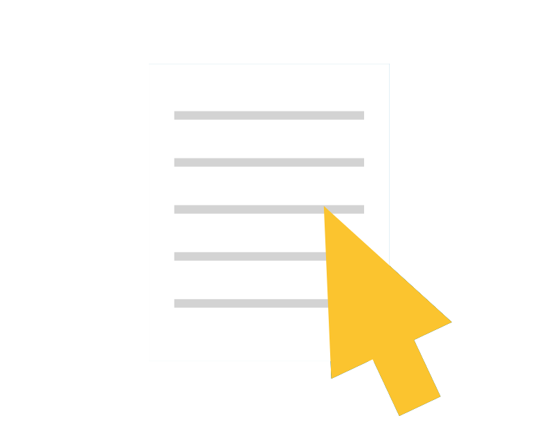 Icon of a paper with mouse pointer on top